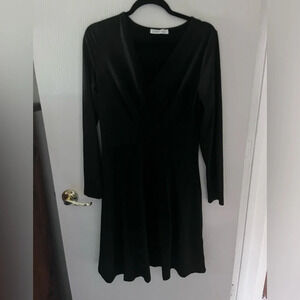 DressFo women’s black dress faux wrap detail short| knee length size 10 US